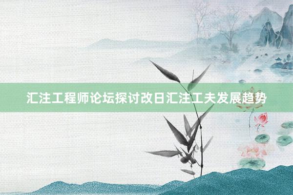 汇注工程师论坛探讨改日汇注工夫发展趋势